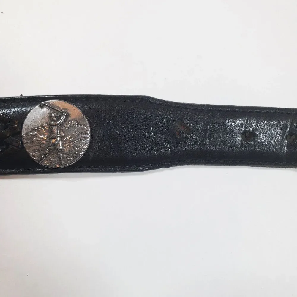 VTG Onyx by Brighton Men's Belt Black Leather Size 42 Concho Golf 1996